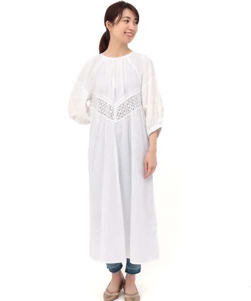 チチカカ（チチカカ）の「エコフレンドリーコットン ラクノウハンド刺繍2WAYワンピース（ワンピース・レディース・ホワイト/レッド/ベージュ・FREE）」の8枚目の写真