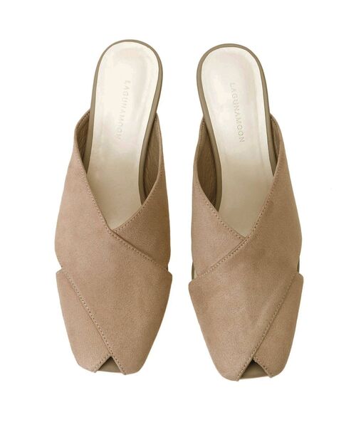 LAGUNAMOON（ラグナムーン）の「フェイクスエードクロスミュール（サンダル・レディース・ブラック/ベージュ・SMALL/MEDIUM）」の11枚目の写真