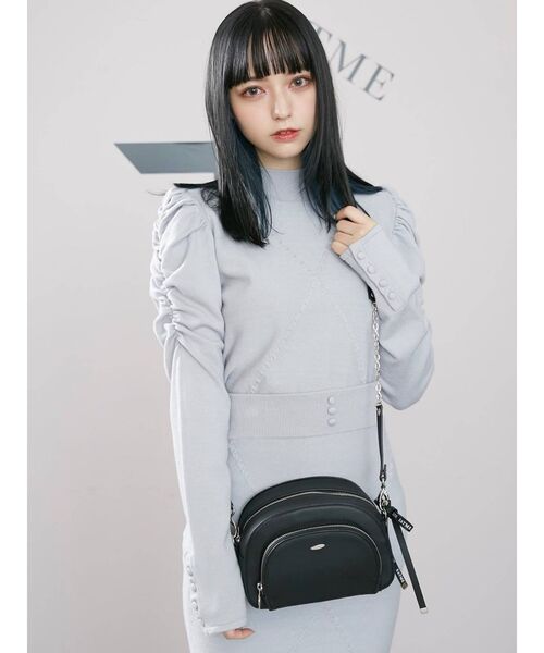 EATME（イートミー）の「ロゴリボン付きショルダーバッグ（ショルダーバッグ・レディース・ブラック/ベージュ・FREE）」の3枚目の写真