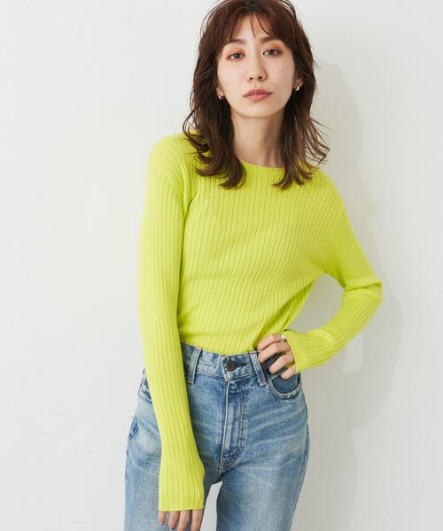 Auntie Rosa Holiday（アンティローザホリデー）の「カラークルーリブニットプルオーバー（ニット/セーター・レディース・ライトグリーン/ブラック/ブルー/ピンク・FREE）」の3枚目の写真