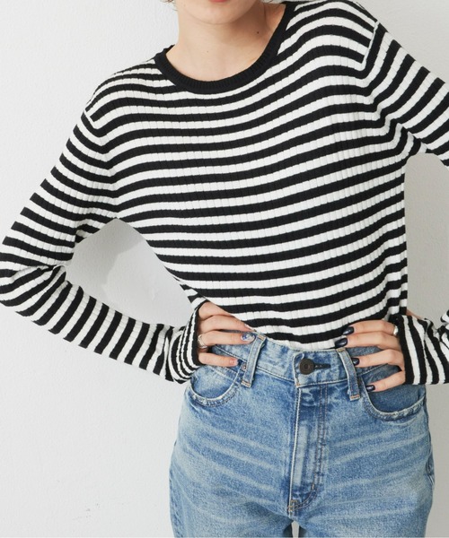 Auntie Rosa Holiday（アンティローザホリデー）の「カラークルーリブニットプルオーバー（ニット/セーター・レディース・ライトグリーン/ブラック/ブルー/ピンク・FREE）」の5枚目の写真