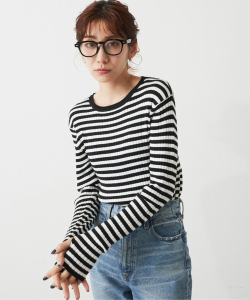 Auntie Rosa Holiday（アンティローザホリデー）の「カラークルーリブニットプルオーバー（ニット/セーター・レディース・ライトグリーン/ブラック/ブルー/ピンク・FREE）」の7枚目の写真