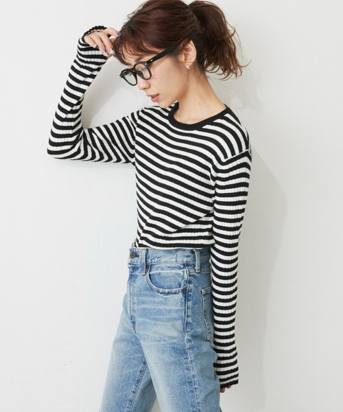 Auntie Rosa Holiday（アンティローザホリデー）の「カラークルーリブニットプルオーバー（ニット/セーター・レディース・ライトグリーン/ブラック/ブルー/ピンク・FREE）」の10枚目の写真