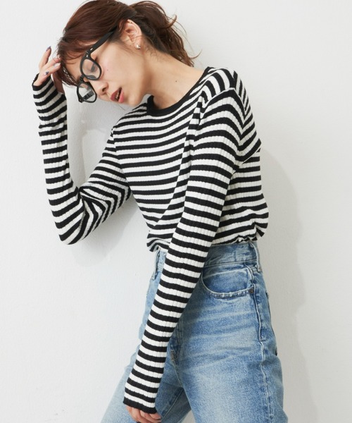 Auntie Rosa Holiday（アンティローザホリデー）の「カラークルーリブニットプルオーバー（ニット/セーター・レディース・ライトグリーン/ブラック/ブルー/ピンク・FREE）」の12枚目の写真