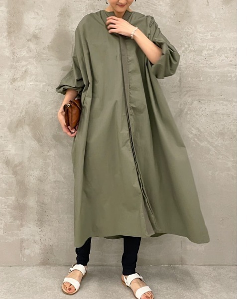 BEARDSLEY（ビアズリー）の「ギャザーハオリワンピース（ワンピース・レディース・カーキ/ダークグレー・FREE）」の20枚目の写真