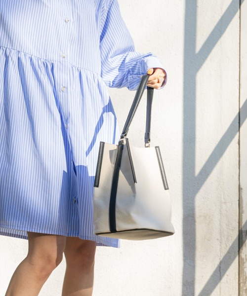 Cheek（チーク）の「キャンバスコンビバッグ（ハンドバッグ・レディース・ブラック/キャメル・FREE）」の5枚目の写真