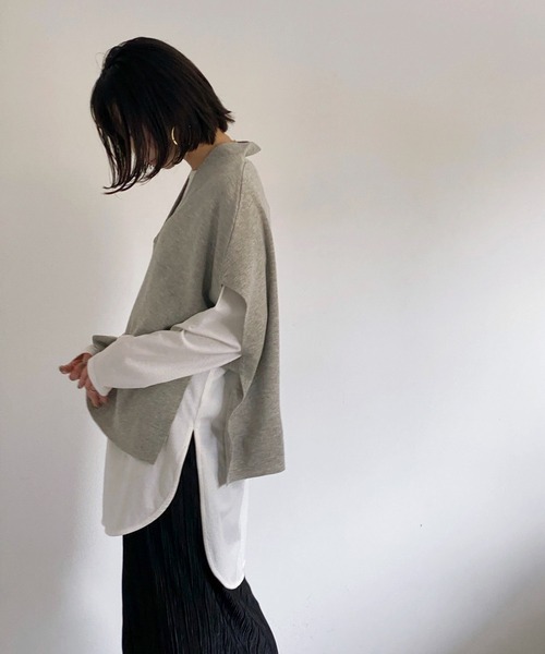 ottilie（オティーリエ）の「フロントボタンニットベスト（ニット/セーター・レディース・グレー・FREE）」の5枚目の写真