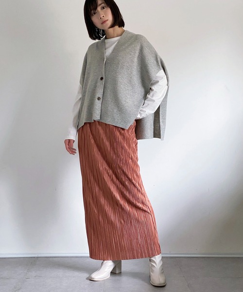 ottilie（オティーリエ）の「フロントボタンニットベスト（ニット/セーター・レディース・グレー・FREE）」の14枚目の写真
