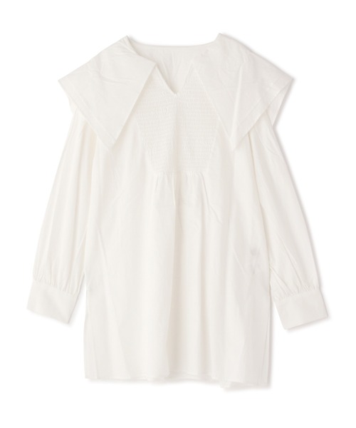 N.（N. Natural Beauty Basic）（エヌエヌナチュラルビューティーベーシック）の「◆フロントシャーリングビッグカラーチュニック（シャツ/ブラウス・レディース・オフホワイト/ブラック/インディゴブルー・MEDIUM）」の20枚目の写真