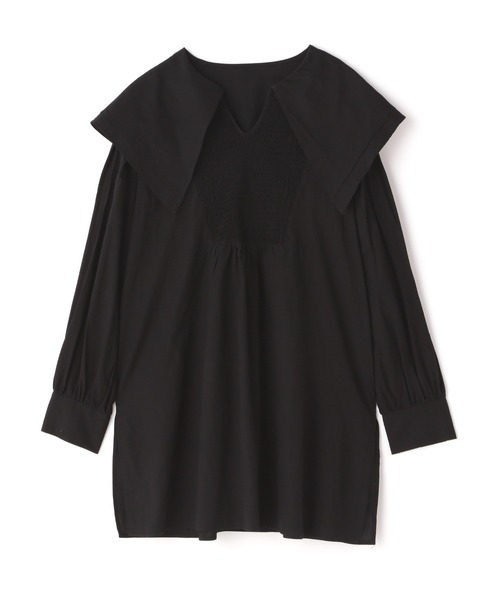 N.（N. Natural Beauty Basic）（エヌエヌナチュラルビューティーベーシック）の「◆フロントシャーリングビッグカラーチュニック（シャツ/ブラウス・レディース・オフホワイト/ブラック/インディゴブルー・MEDIUM）」の22枚目の写真