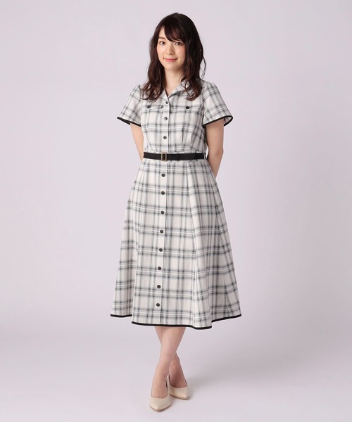 LAISSE PASSE(レッセパッセ)の「チェックフレアーシャツワンピース(シャツワンピース・レディース・ブラック・SMALL/MEDIUM)」の5枚目の写真