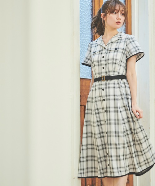 LAISSE PASSE(レッセパッセ)の「チェックフレアーシャツワンピース(シャツワンピース・レディース・ブラック・SMALL/MEDIUM)」の4枚目の写真