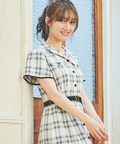 LAISSE PASSE(レッセパッセ)の「チェックフレアーシャツワンピース(シャツワンピース・レディース・ブラック・SMALL/MEDIUM)」の3枚目の写真