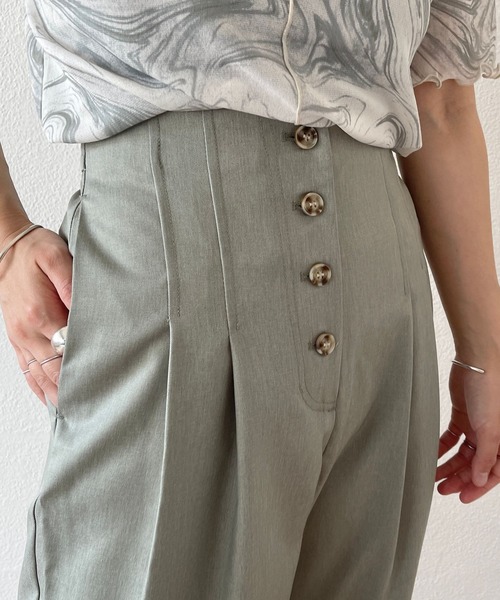 wee9s（ウィークス）の「front button double tuck pants / フロントボタンダブルタックパンツ（スラックス・レディース・ブラウン/グリーン・FREE）」の12枚目の写真