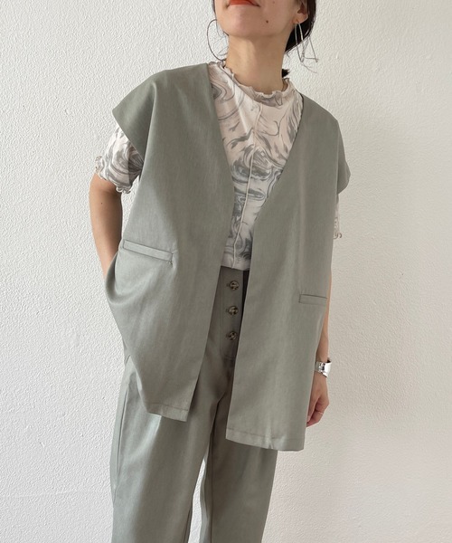 wee9s（ウィークス）の「front button double tuck pants / フロントボタンダブルタックパンツ（スラックス・レディース・ブラウン/グリーン・FREE）」の13枚目の写真