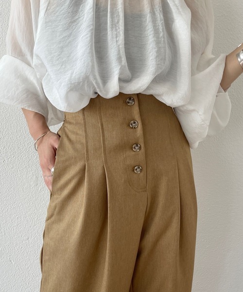 wee9s（ウィークス）の「front button double tuck pants / フロントボタンダブルタックパンツ（スラックス・レディース・ブラウン/グリーン・FREE）」の20枚目の写真