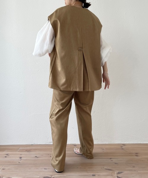 wee9s（ウィークス）の「front button double tuck pants / フロントボタンダブルタックパンツ（スラックス・レディース・ブラウン/グリーン・FREE）」の10枚目の写真