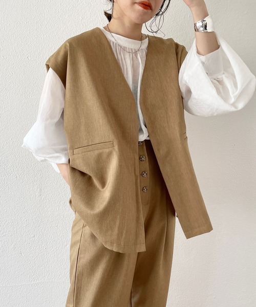 wee9s（ウィークス）の「front button double tuck pants / フロントボタンダブルタックパンツ（スラックス・レディース・ブラウン/グリーン・FREE）」の21枚目の写真