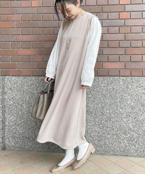 DRESKIP（ドレスキップ）の「◆お袖タック布帛切り替ワンピース（ワンピース・レディース・ブラック/カーキ/サンドベージュ・02/03/04）」の4枚目の写真