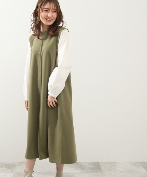 DRESKIP（ドレスキップ）の「◆お袖タック布帛切り替ワンピース（ワンピース・レディース・ブラック/カーキ/サンドベージュ・02/03/04）」の12枚目の写真