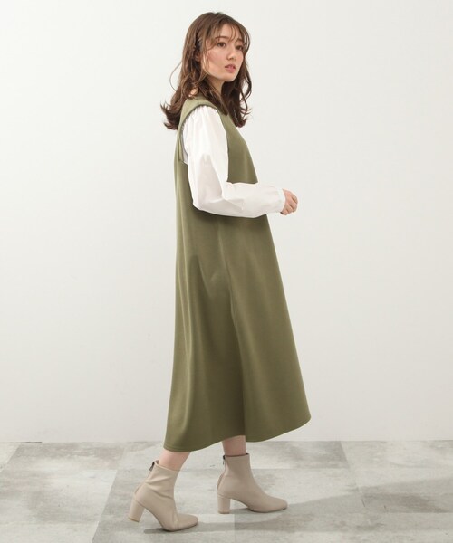 DRESKIP（ドレスキップ）の「◆お袖タック布帛切り替ワンピース（ワンピース・レディース・ブラック/カーキ/サンドベージュ・02/03/04）」の14枚目の写真