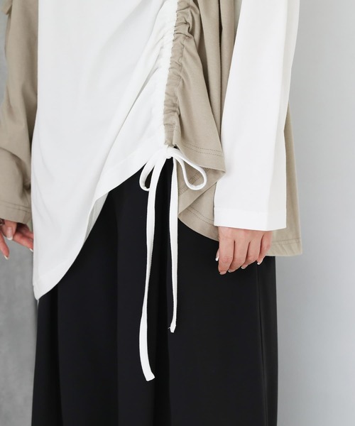 osharewalker（オシャレウォーカー）の「【廃盤】『ドロストアシメ配色カットソー』（Tシャツ/カットソー・レディース・ブラック/オフホワイト・FREE）」の5枚目の写真