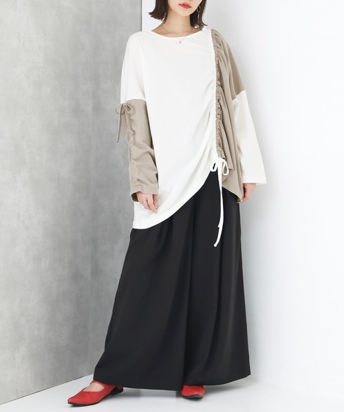 osharewalker（オシャレウォーカー）の「【廃盤】『ドロストアシメ配色カットソー』（Tシャツ/カットソー・レディース・ブラック/オフホワイト・FREE）」の6枚目の写真