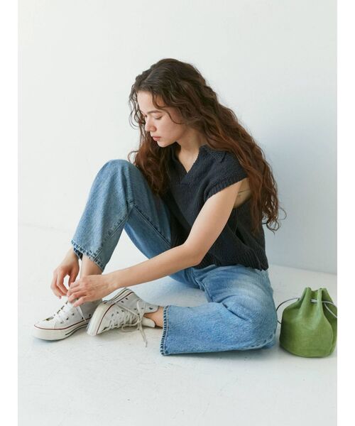 Ungrid（アングリッド）の「スラブ襟ニットベスト（ベスト・レディース・チャコールグレー/アイボリー・FREE）」の4枚目の写真