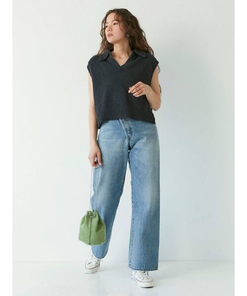 Ungrid（アングリッド）の「スラブ襟ニットベスト（ベスト・レディース・チャコールグレー/アイボリー・FREE）」の5枚目の写真