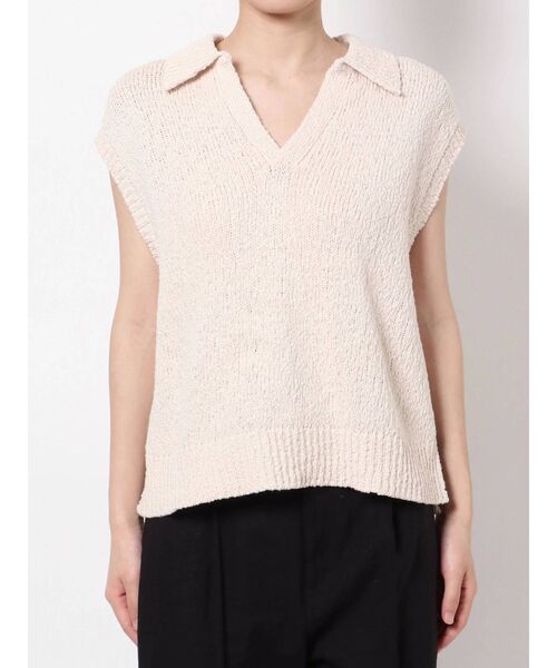 Ungrid（アングリッド）の「スラブ襟ニットベスト（ベスト・レディース・チャコールグレー/アイボリー・FREE）」の9枚目の写真