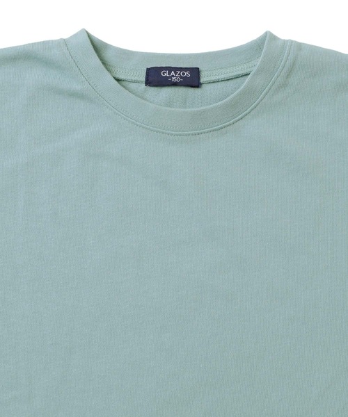 GLAZOS(グラソス)の「厚手天竺・ドロップショルダー袖ポケットフェイクレイヤード5分袖Tシャツ(Tシャツ/カットソー・キッズ・ブラック/カーキ/サックスブルー・130cm/140cm/150cm/160cm/170cm)」の10枚目の写真