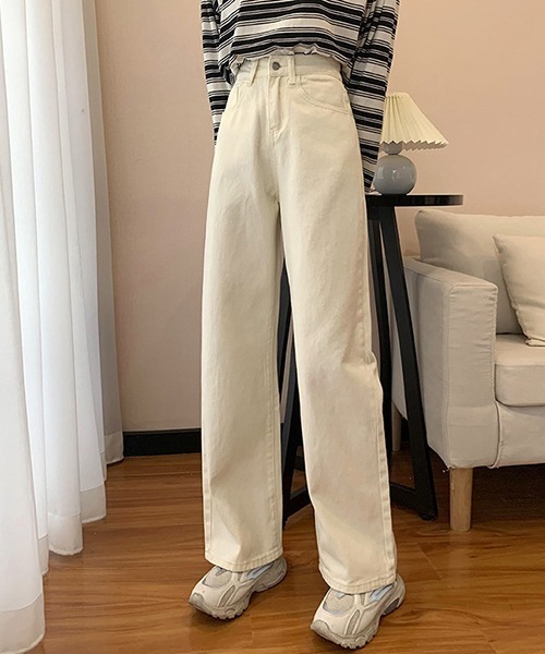 Opinion korean town(オピニオン コリアン タウン)の「YUGA ハイウエスト ワイドレングス デニムパンツ(デニムパンツ・レディース・ライトブルー/スモークグレー/オフホワイト・L/S/M)」の15枚目の写真