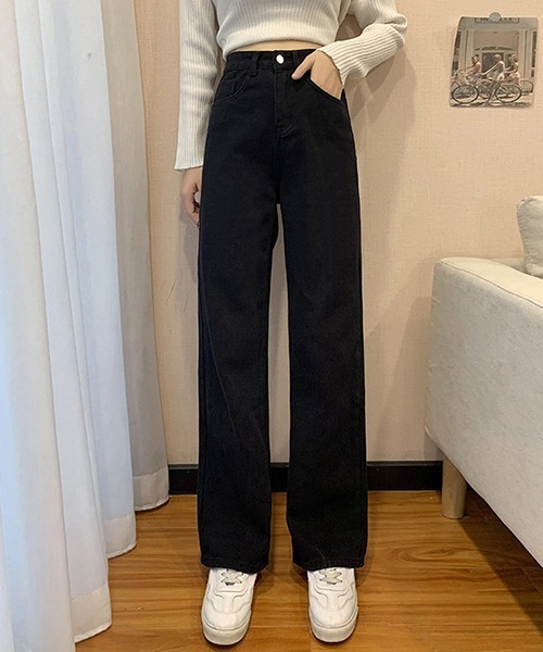 Opinion korean town(オピニオン コリアン タウン)の「YUGA ハイウエスト ワイドレングス デニムパンツ(デニムパンツ・レディース・ライトブルー/スモークグレー/オフホワイト・L/S/M)」の14枚目の写真