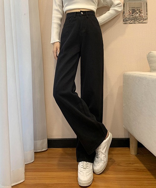 Opinion korean town(オピニオン コリアン タウン)の「YUGA ハイウエスト ワイドレングス デニムパンツ(デニムパンツ・レディース・ライトブルー/スモークグレー/オフホワイト・L/S/M)」の5枚目の写真