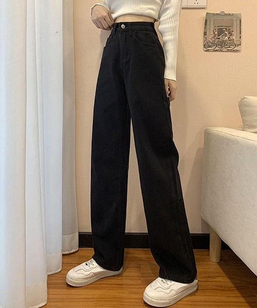 Opinion korean town(オピニオン コリアン タウン)の「YUGA ハイウエスト ワイドレングス デニムパンツ(デニムパンツ・レディース・ライトブルー/スモークグレー/オフホワイト・L/S/M)」の13枚目の写真