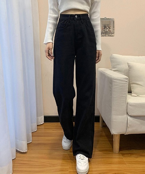 Opinion korean town(オピニオン コリアン タウン)の「YUGA ハイウエスト ワイドレングス デニムパンツ(デニムパンツ・レディース・ライトブルー/スモークグレー/オフホワイト・L/S/M)」の9枚目の写真