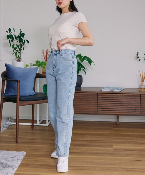 Opinion korean town(オピニオン コリアン タウン)の「YUGA ハイウエスト ワイドレングス デニムパンツ(デニムパンツ・レディース・ライトブルー/スモークグレー/オフホワイト・L/S/M)」の20枚目の写真