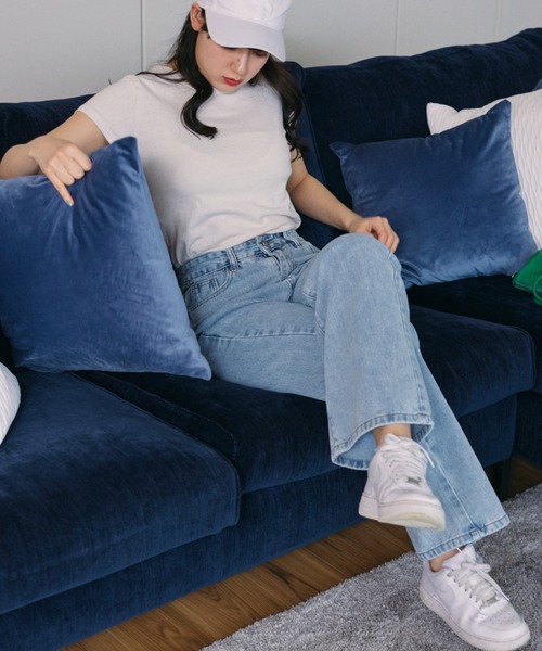 Opinion korean town(オピニオン コリアン タウン)の「YUGA ハイウエスト ワイドレングス デニムパンツ(デニムパンツ・レディース・ライトブルー/スモークグレー/オフホワイト・L/S/M)」の19枚目の写真