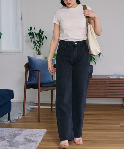 Opinion korean town(オピニオン コリアン タウン)の「YUGA ハイウエスト ワイドレングス デニムパンツ(デニムパンツ・レディース・ライトブルー/スモークグレー/オフホワイト・L/S/M)」の21枚目の写真