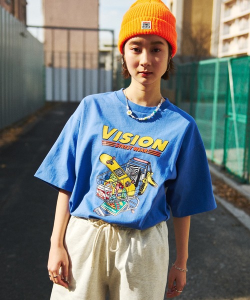 VISION STREET WEAR(ヴィジョンストリートウェア)の「【VISION STREET WEAR】刺繍 グラフィックプリントTシャツ(Tシャツ/カットソー・レディース・グレー系2/ライトグリーン系2/マスタード/ホワイト系2/ブルー/ライトグリーン系1/ホワイト系3/パープル系2/グレー系3/パープル系1/ホワイト系1/グレー系1/グレー系4/ライトグリーン系3/イエロー系1/ホワイト系4・LARGE/MEDIUM/X-LARGE)」の12枚目の写真