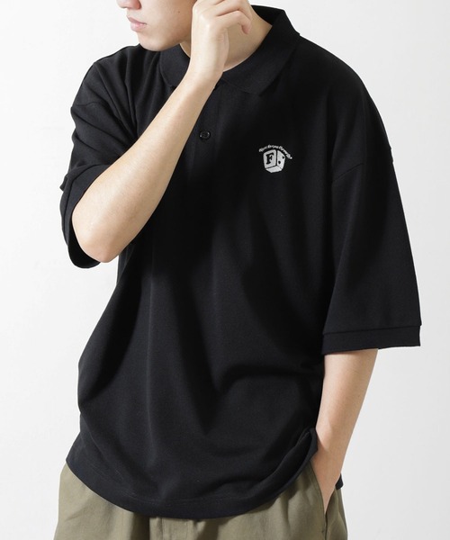 ZIP FIVE（ジップファイブ）の「【ZIP FIVE】UVカット 速乾 ワンポイントロゴ 刺繍 鹿の子 ビッグシルエット ポロシャツ（ポロシャツ・メンズ・ホワイト/ブラック/ネイビー/ブルー/グリーン/ワイン/チャコール/ブルー系/グレー系/グリーン系/ネイビー系1/ブラック系/ブラック×ホワイト/ブラック系1/ホワイト系/グリーン系1/ネイビー系/ブラック系2/ブラック系3/ブラック系4/ホワイト系1/ネイビー系2/ネイビー系3・MEDIUM/LARGE/X-LARGE）」の8枚目の写真