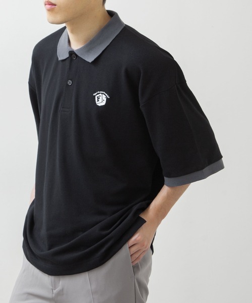 ZIP FIVE（ジップファイブ）の「【ZIP FIVE】UVカット 速乾 ワンポイントロゴ 刺繍 鹿の子 ビッグシルエット ポロシャツ（ポロシャツ・メンズ・ホワイト/ブラック/ネイビー/ブルー/グリーン/ワイン/チャコール/ブルー系/グレー系/グリーン系/ネイビー系1/ブラック系/ブラック×ホワイト/ブラック系1/ホワイト系/グリーン系1/ネイビー系/ブラック系2/ブラック系3/ブラック系4/ホワイト系1/ネイビー系2/ネイビー系3・MEDIUM/LARGE/X-LARGE）」の10枚目の写真