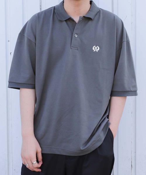 ZIP FIVE（ジップファイブ）の「【ZIP FIVE】UVカット 速乾 ワンポイントロゴ 刺繍 鹿の子 ビッグシルエット ポロシャツ（ポロシャツ・メンズ・ホワイト/ブラック/ネイビー/ブルー/グリーン/ワイン/チャコール/ブルー系/グレー系/グリーン系/ネイビー系1/ブラック系/ブラック×ホワイト/ブラック系1/ホワイト系/グリーン系1/ネイビー系/ブラック系2/ブラック系3/ブラック系4/ホワイト系1/ネイビー系2/ネイビー系3・MEDIUM/LARGE/X-LARGE）」の12枚目の写真