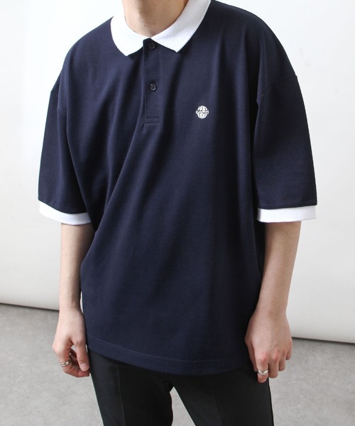 ZIP FIVE（ジップファイブ）の「【ZIP FIVE】UVカット 速乾 ワンポイントロゴ 刺繍 鹿の子 ビッグシルエット ポロシャツ（ポロシャツ・メンズ・ホワイト/ブラック/ネイビー/ブルー/グリーン/ワイン/チャコール/ブルー系/グレー系/グリーン系/ネイビー系1/ブラック系/ブラック×ホワイト/ブラック系1/ホワイト系/グリーン系1/ネイビー系/ブラック系2/ブラック系3/ブラック系4/ホワイト系1/ネイビー系2/ネイビー系3・MEDIUM/LARGE/X-LARGE）」の18枚目の写真