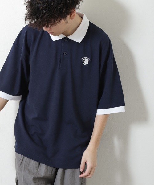 ZIP FIVE（ジップファイブ）の「【ZIP FIVE】UVカット 速乾 ワンポイントロゴ 刺繍 鹿の子 ビッグシルエット ポロシャツ（ポロシャツ・メンズ・ホワイト/ブラック/ネイビー/ブルー/グリーン/ワイン/チャコール/ブルー系/グレー系/グリーン系/ネイビー系1/ブラック系/ブラック×ホワイト/ブラック系1/ホワイト系/グリーン系1/ネイビー系/ブラック系2/ブラック系3/ブラック系4/ホワイト系1/ネイビー系2/ネイビー系3・MEDIUM/LARGE/X-LARGE）」の21枚目の写真