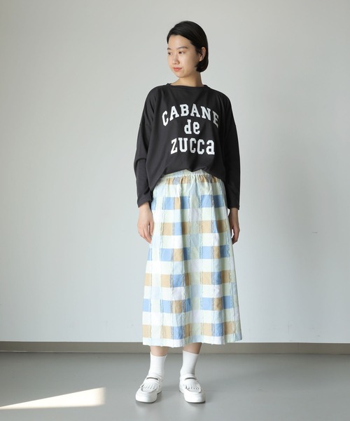 ZUCCa（ズッカ）の「カレッジLOGOロンT/長袖Tシャツ（Tシャツ/カットソー・レディース・ホワイト/ベージュ/ネイビー/ダークグレー/パープル・M size）」の8枚目の写真