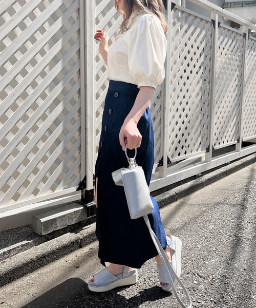 OLIVE des OLIVE(オリーブデオリーブ)の「ヘルシーデコルテ半袖トップス(Tシャツ/カットソー・レディース・オフホワイト/ブラック/アイボリー・FREE)」の5枚目の写真