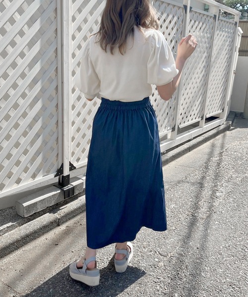 OLIVE des OLIVE(オリーブデオリーブ)の「ヘルシーデコルテ半袖トップス(Tシャツ/カットソー・レディース・オフホワイト/ブラック/アイボリー・FREE)」の6枚目の写真