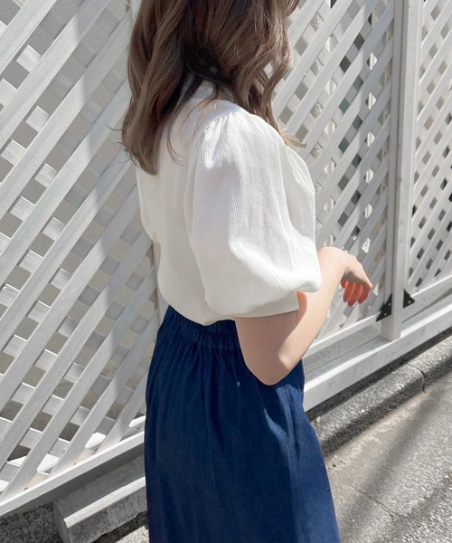 OLIVE des OLIVE(オリーブデオリーブ)の「ヘルシーデコルテ半袖トップス(Tシャツ/カットソー・レディース・オフホワイト/ブラック/アイボリー・FREE)」の8枚目の写真