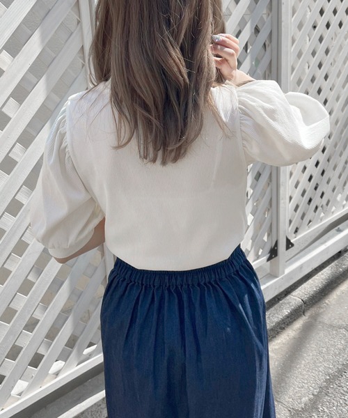 OLIVE des OLIVE(オリーブデオリーブ)の「ヘルシーデコルテ半袖トップス(Tシャツ/カットソー・レディース・オフホワイト/ブラック/アイボリー・FREE)」の9枚目の写真